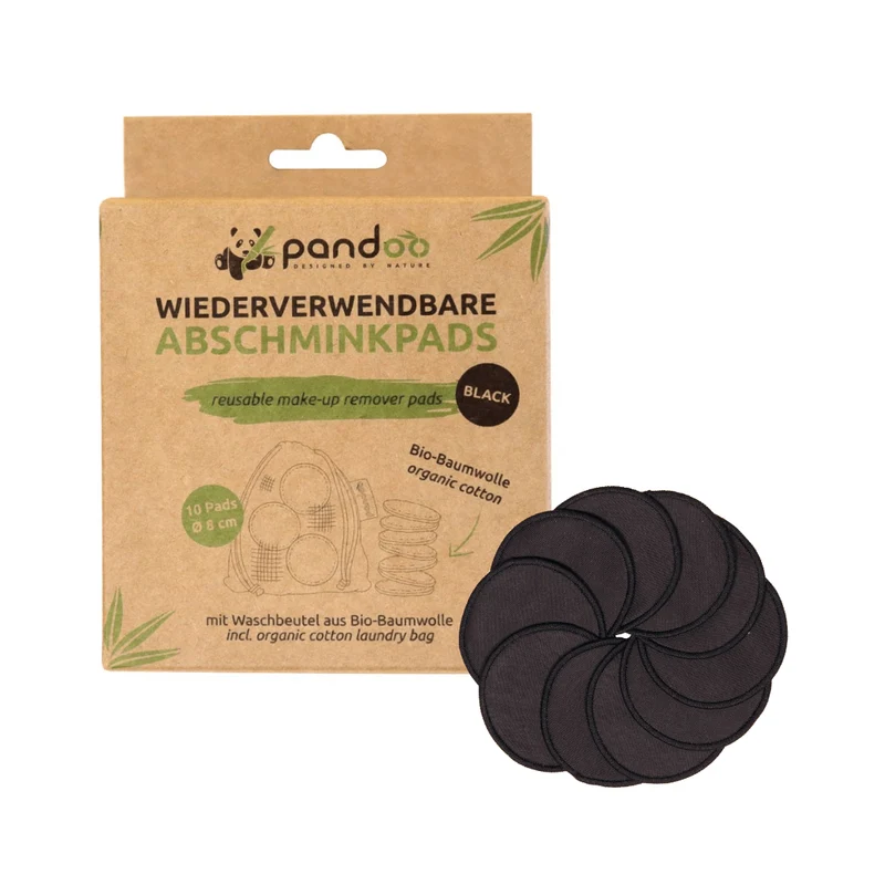 10 wiederverwendbare Abschminkpads | Schwarz | 100% Bio-Baumwolle