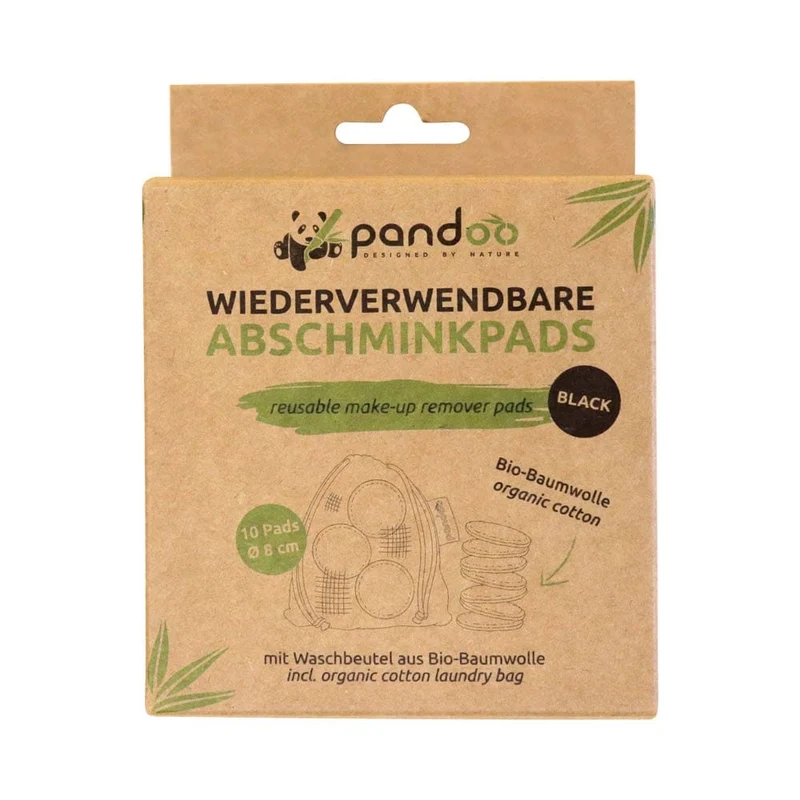 10 wiederverwendbare Abschminkpads | Schwarz | 100% Bio-Baumwolle
