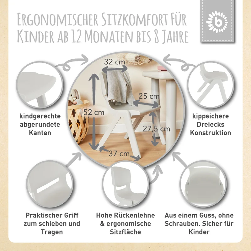 1x Kindertisch & 4x Kinderstuhl Silver