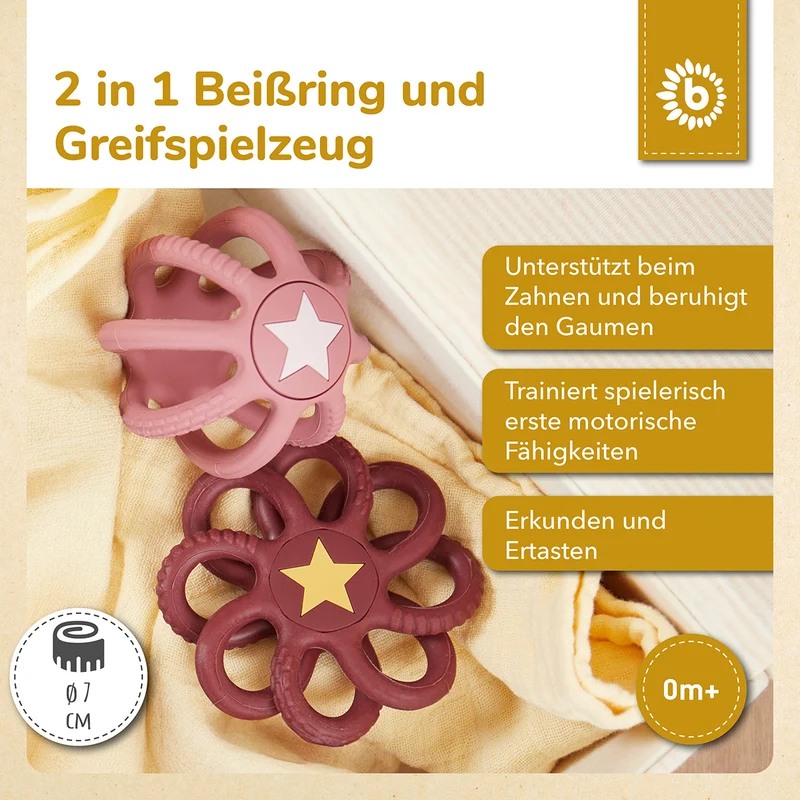 Silikon Beiß- & Greifball 2er Set Rosy Sky