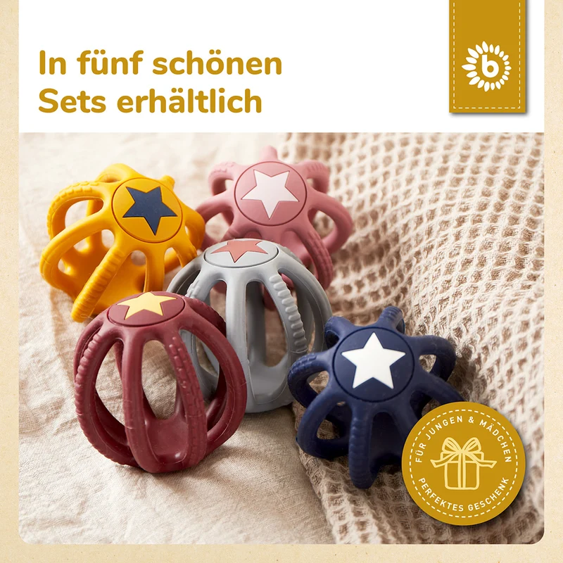 Silikon Beiß- & Greifball 2er Set Rosy Sky