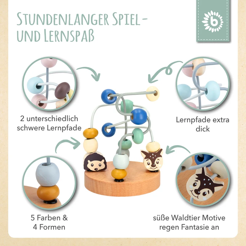 Mini Motorikschleife Waldtiere blau