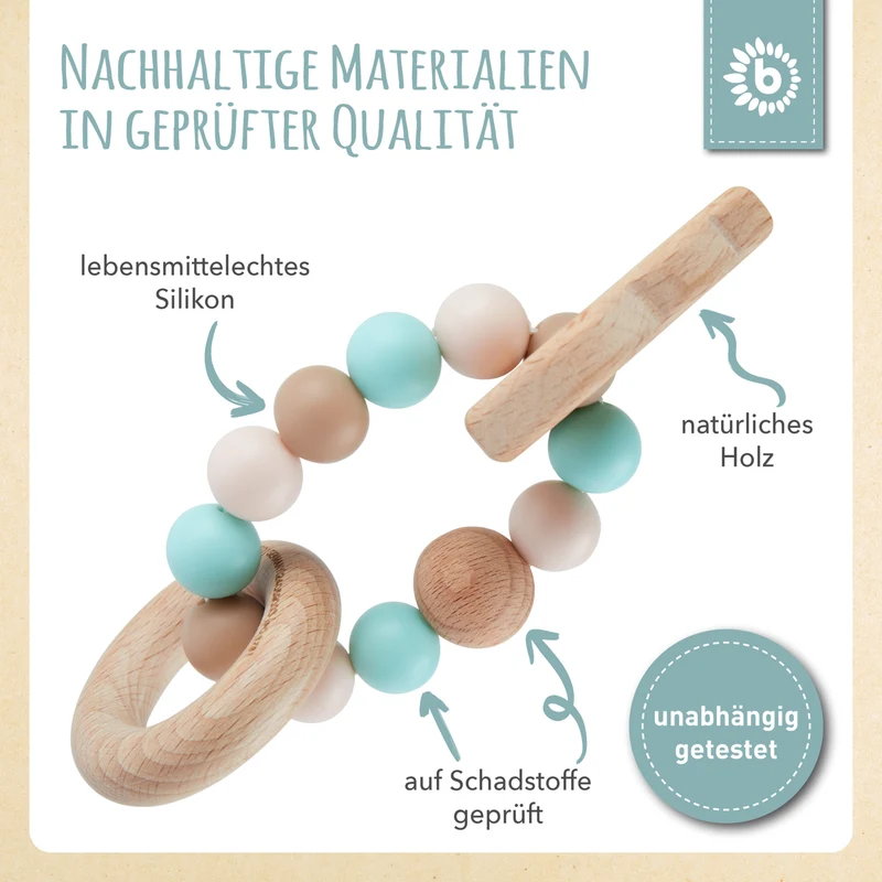 Beißring Eule mit Silikonkette