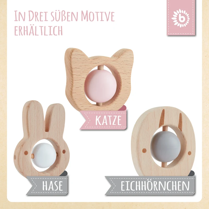 Beißring Katze mit Silikonball