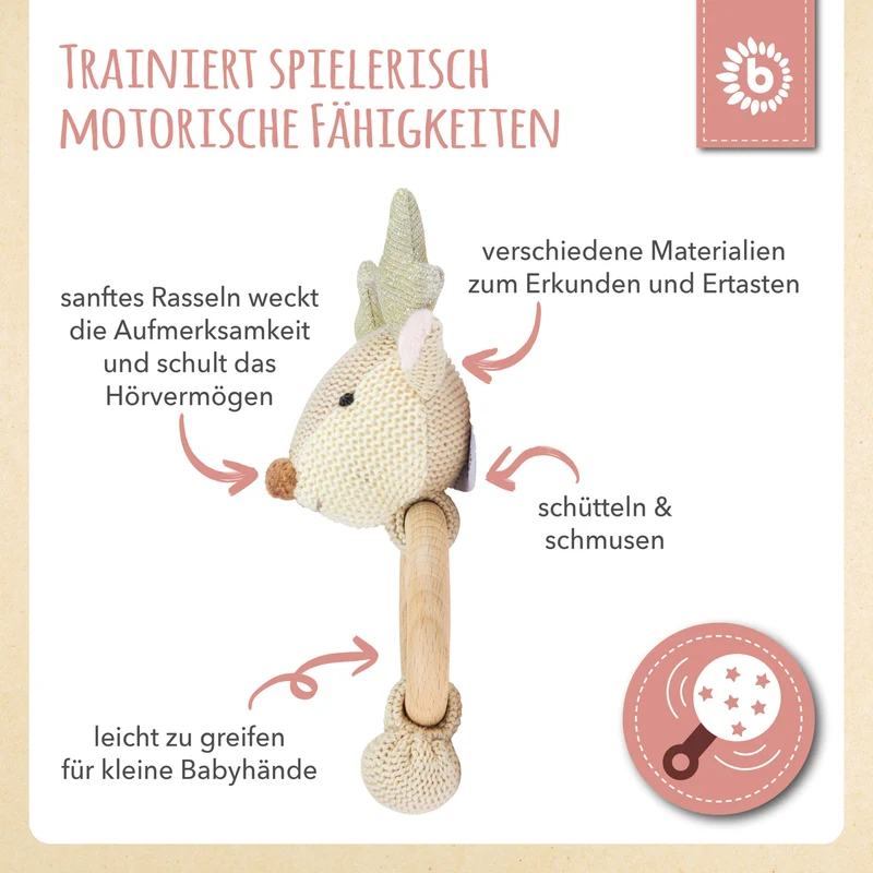 Greifling Reh Lia mit Rassel