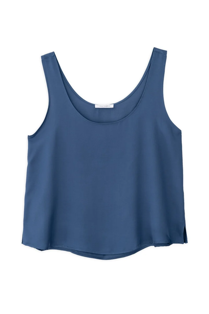 Satin Cropped Top Blue