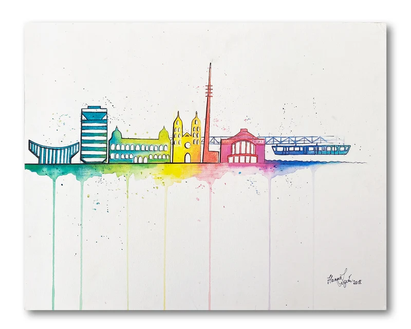 Minioriginal – Wuppertal Skyline – 50 x 40 cm
