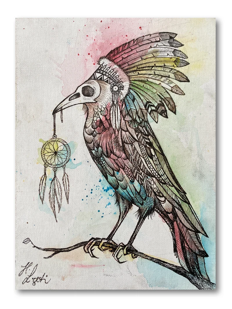 Minioriginal – Schamanenvogel – 18 x 24 cm