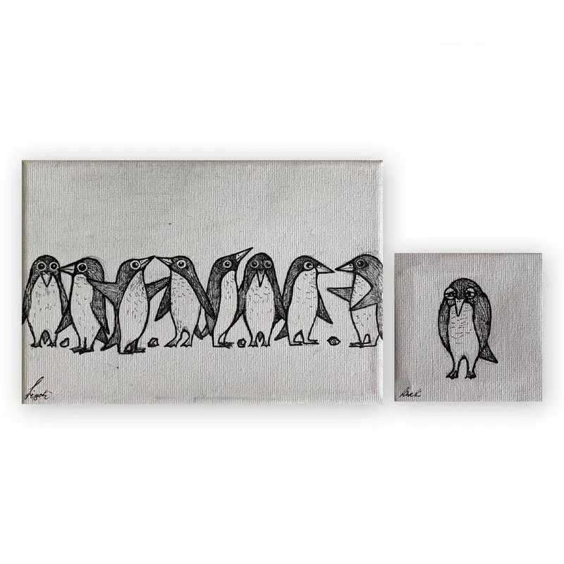 Pinguine – zweiteilig – 17,5 x 11,5 cm & 7 x 7 cm