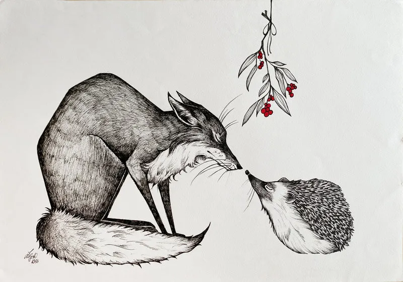 Minioriginal – Fuchs und Igel – 50 x 35 cm
