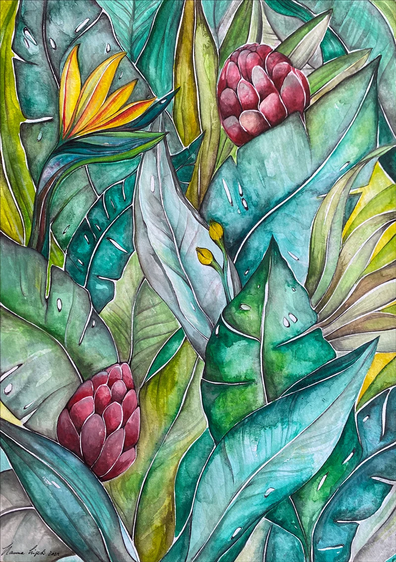 Minioriginal – Dschungelblätter – 30 x 42 cm