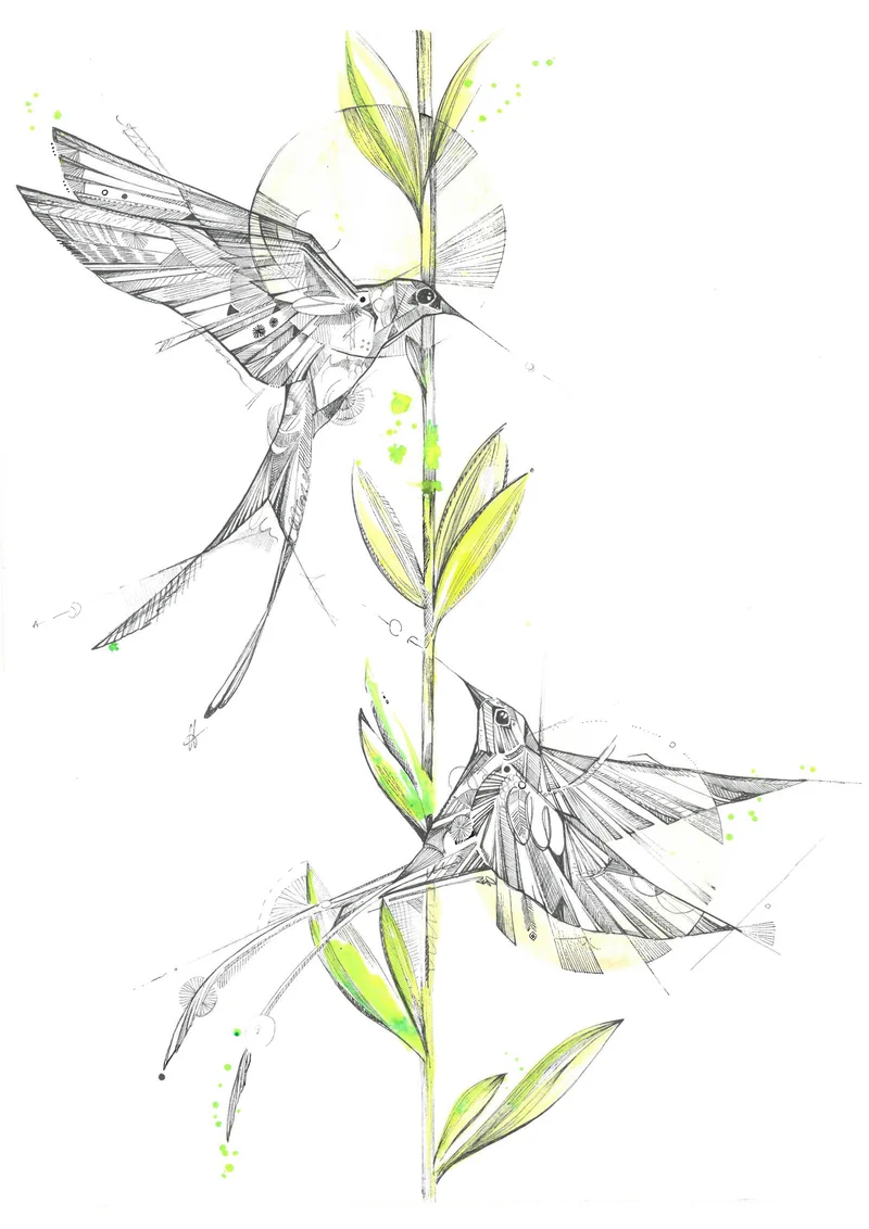 Minioriginal – Bambusvögel – 30 x 40 cm