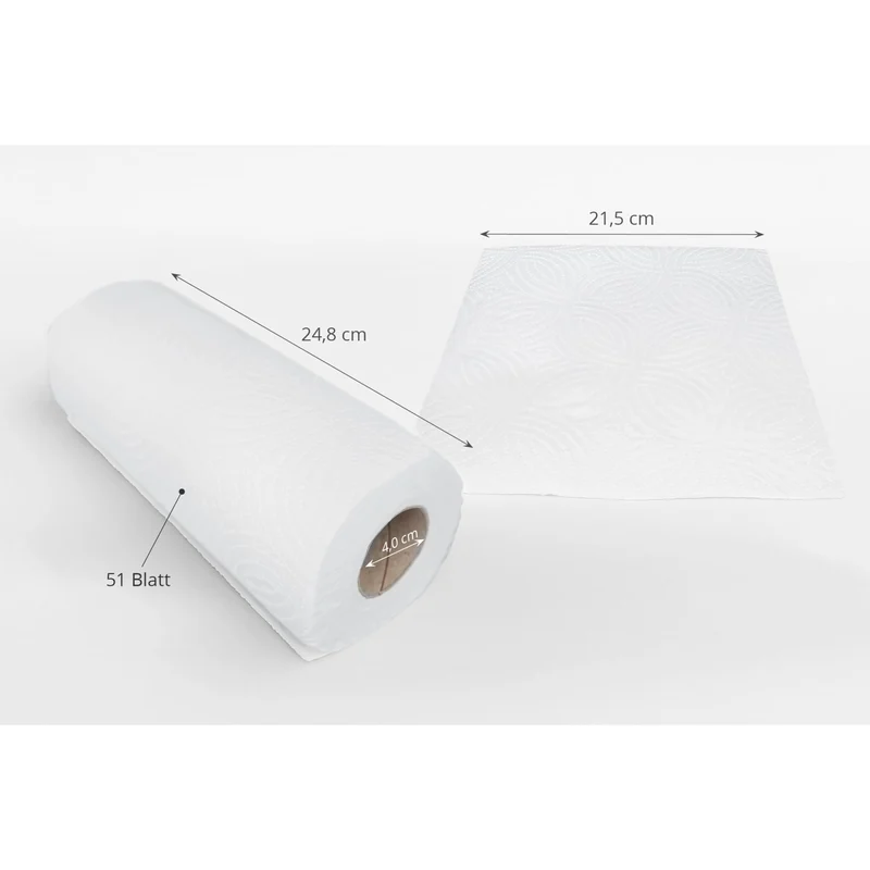 SemyTop Küchenrolle, 3-lagig, 51 Blatt, hochweiß