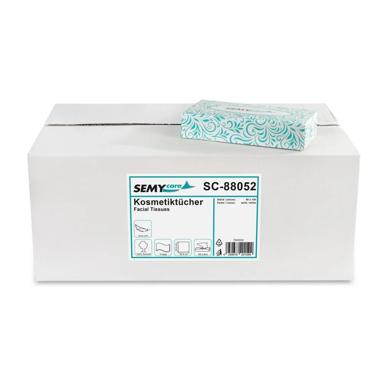SemyCare Kosmetiktücher in der Spenderbox, 2-lagig, 100 Blatt