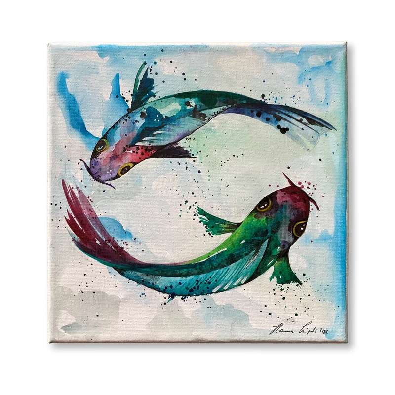 Minioriginal – Zwei Kois – 20 x 20 cm