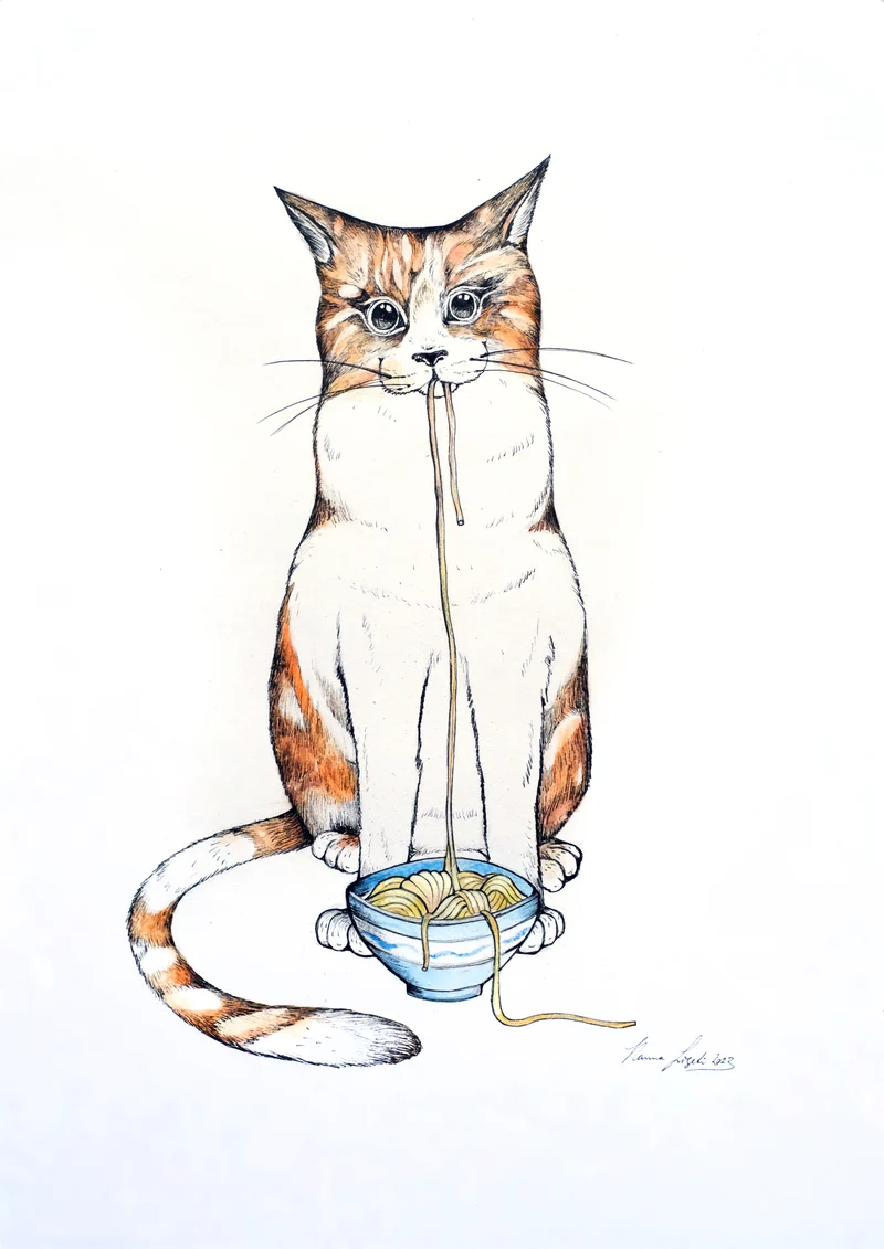 Minioriginal – Ramenkatze – 30 x 42 cm