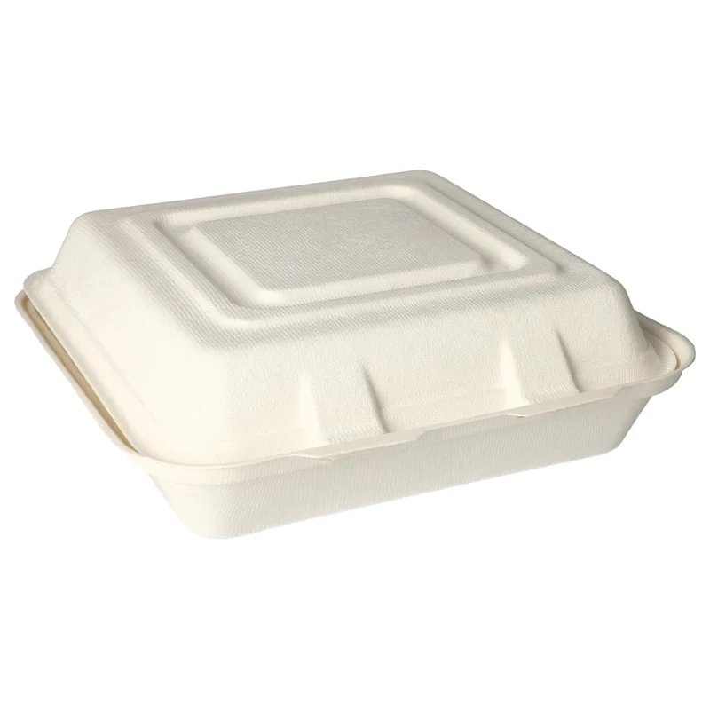 Papstar Pure Menüboxen, Zuckerrohr, 3-geteilt, 24 × 24 × 8 cm