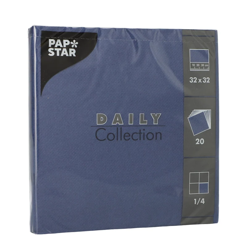 Papstar DAILY Collection Servietten, 32x32 cm, 1/4, dunkelblau