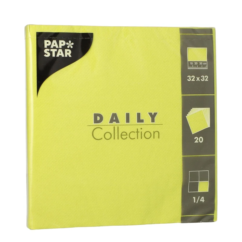 Papstar DAILY Collection Servietten, 32x32 cm, 1/4, limonengrün