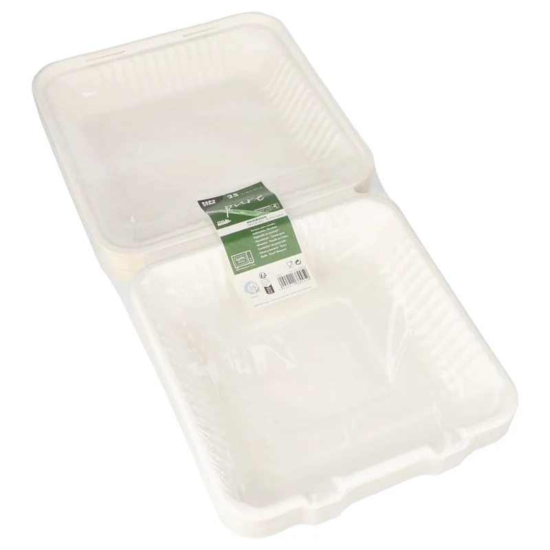 Papstar Pure Menüboxen ungeteilt 25,5 × 25,5 × 8 cm, weiß