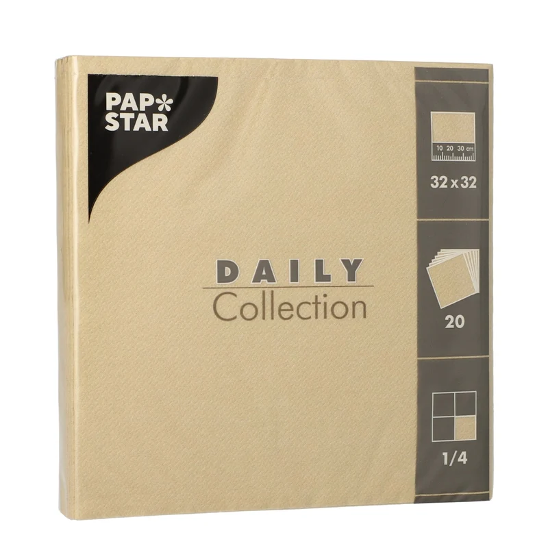 Papstar DAILY Collection Servietten, 32x32 cm, 1/4 Falz, sand