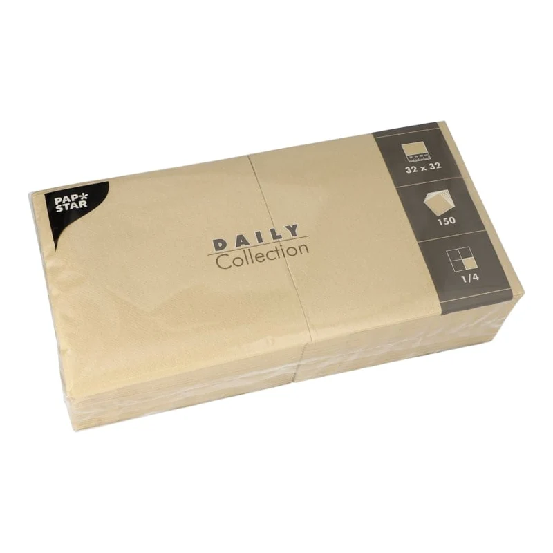 Papstar DAILY Collection Servietten, 32x32 cm, 1/4 Falz, sand