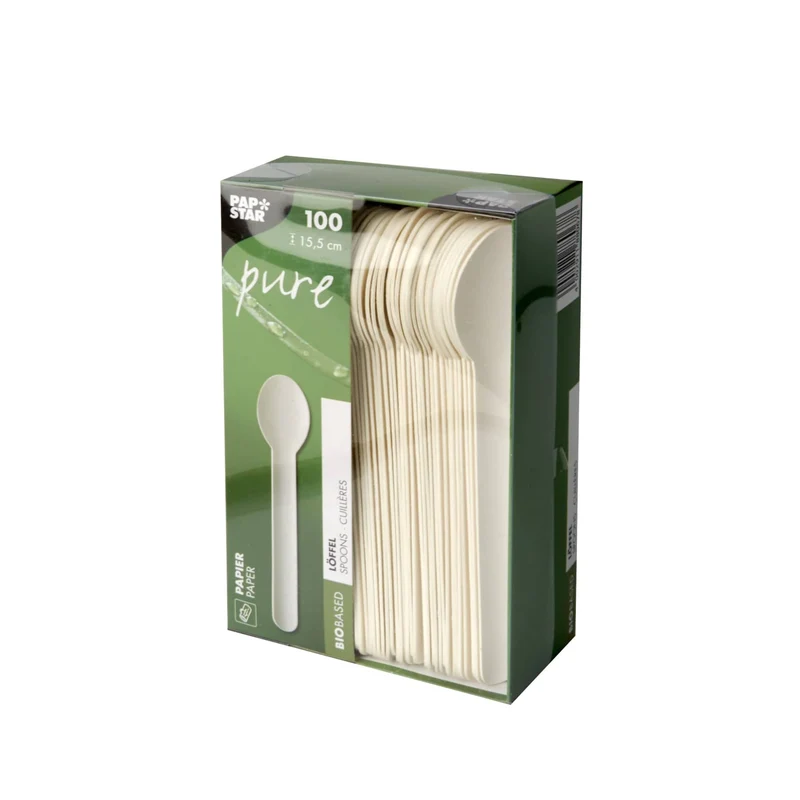 Papstar Pure Papier Löffel, 15,5 cm, weiß