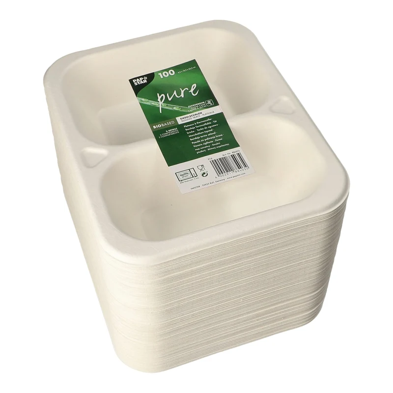 PAPSTAR Pure Siegelschalen Zuckerrohr-Schale, 600 ml, 18,5 x 4,2 x 23,5 cm