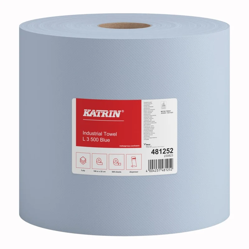 Katrin Industrieputzrolle XXL 3-lagig, 500 Blatt, blau