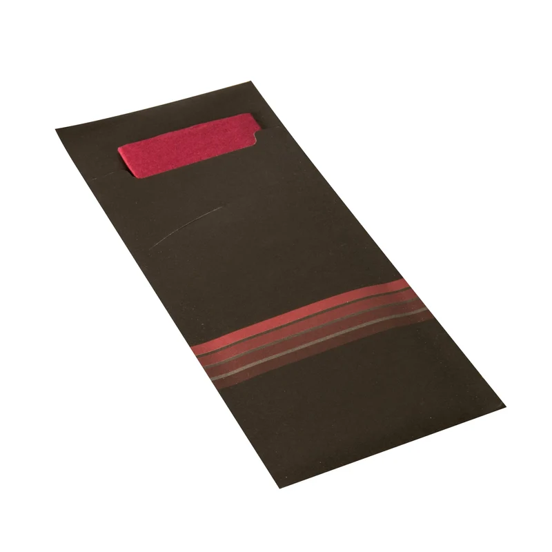 Papstar Bestecktaschen, 20 × 8,5 cm, 2-lagig, Schwarz/Limone & Schwarz/Bordeaux