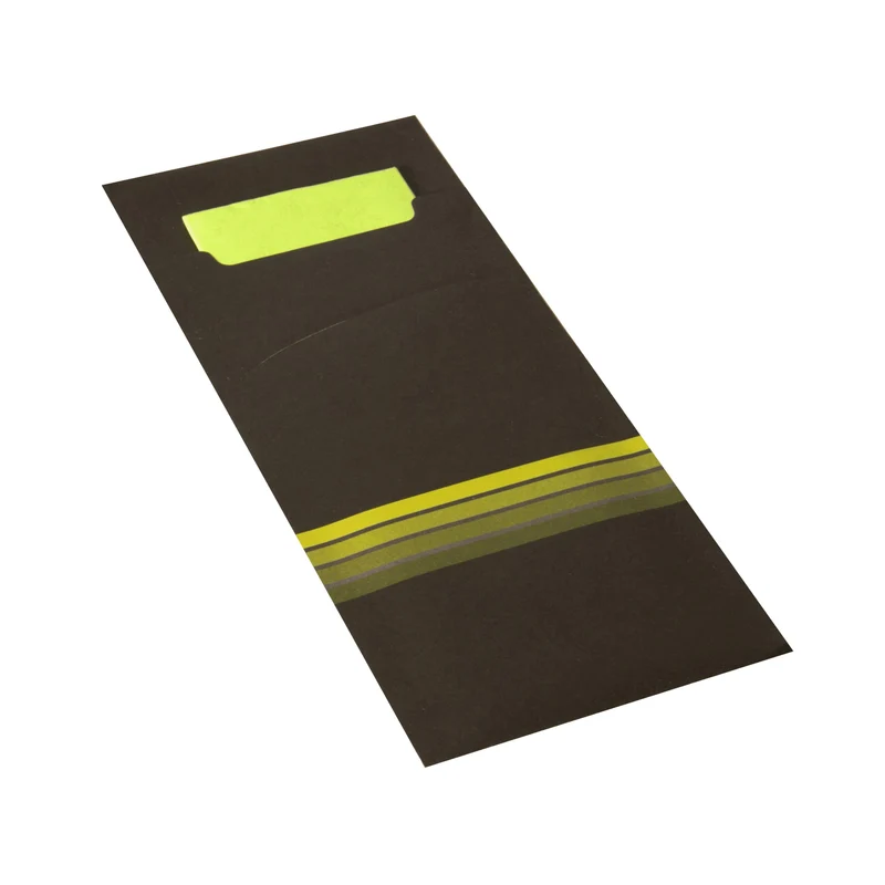 Papstar Bestecktaschen, 20 × 8,5 cm, 2-lagig, Schwarz/Limone & Schwarz/Bordeaux