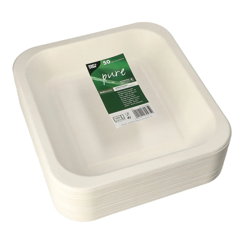 PAPSTAR Pure Siegelschalen Zuckerrohr-Schale, 1150 ml, ungeteilt