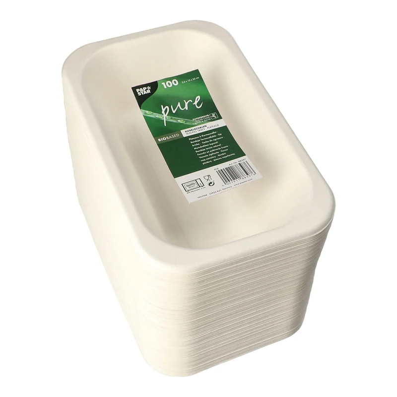 PAPSTAR Pure Siegelschalen Zuckerrohr-Schale, 950 ml, ungeteilt