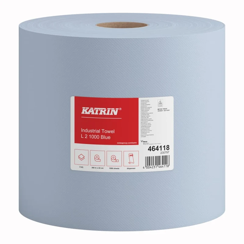 Katrin Industrieputzrolle L 2-lagig, 1000 Blatt, blau
