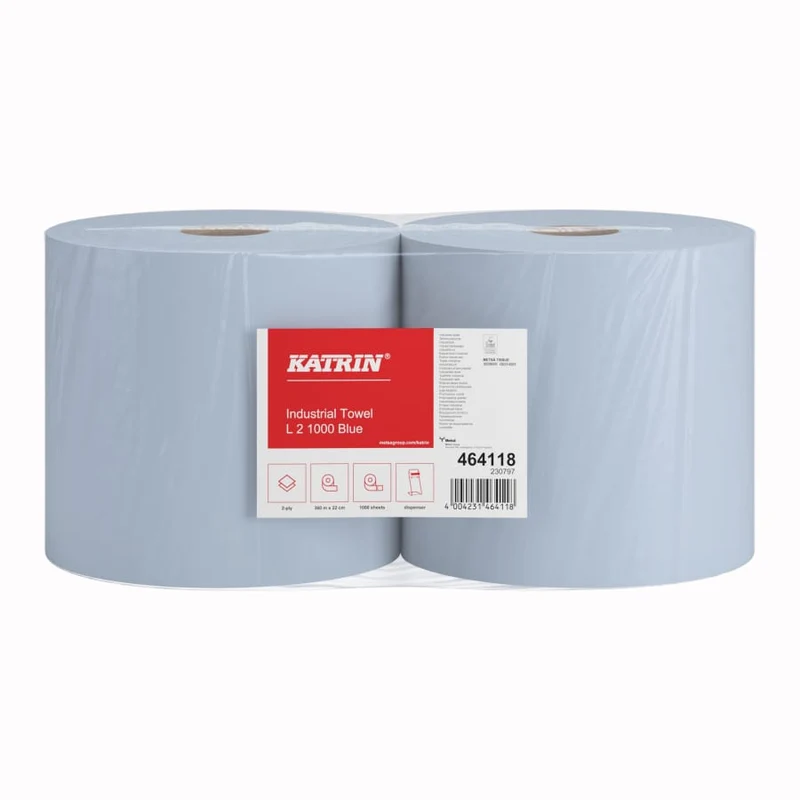Katrin Industrieputzrolle L 2-lagig, 1000 Blatt, blau