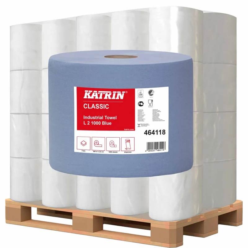 Katrin Industrieputzrolle L 2-lagig, 1000 Blatt, blau