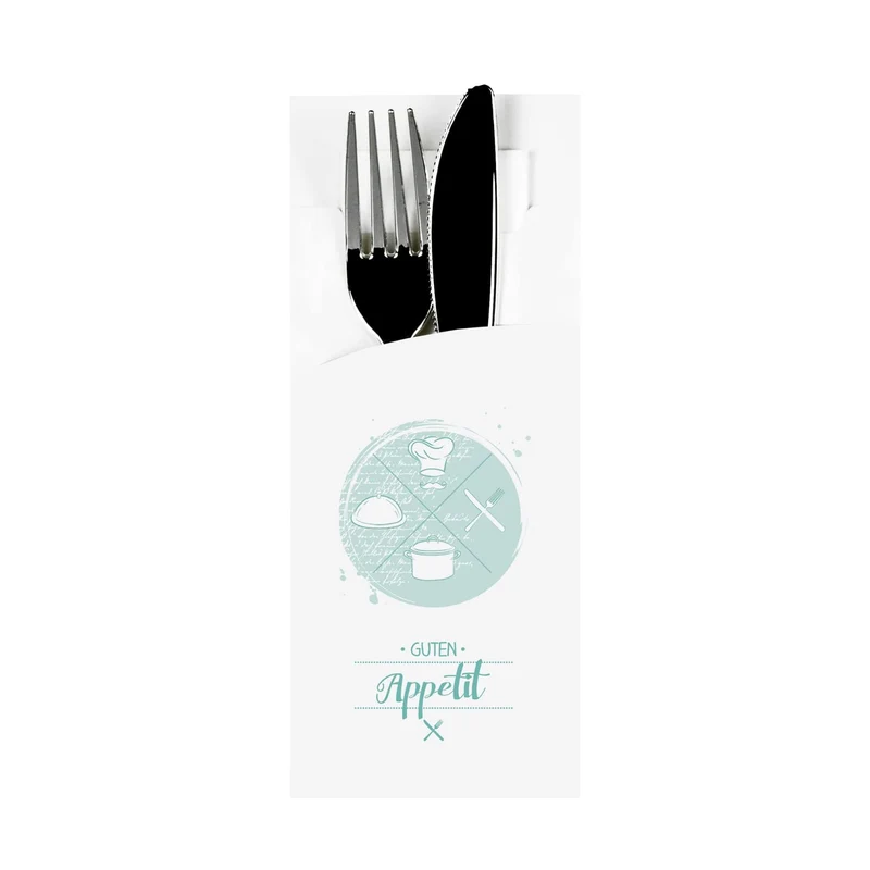 Papstar Bestecktaschen mit Aufdruck, 20 x 8,5 cm, 2-lagig
