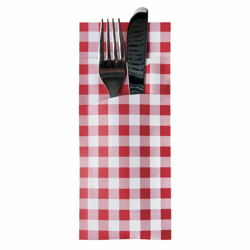Papstar Bestecktasche, Karo-Muster, 20 x 8,5 cm, 2-lagig
