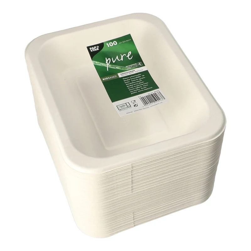 PAPSTAR Pure Siegelschalen Zuckerrohr-Schale, 900 ml, ungeteilt