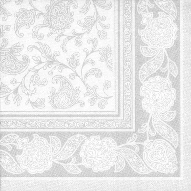 Papstar Servietten, 1/4-Falz, 40 cm x 40 cm, ROYAL Collection, Ornaments weiß