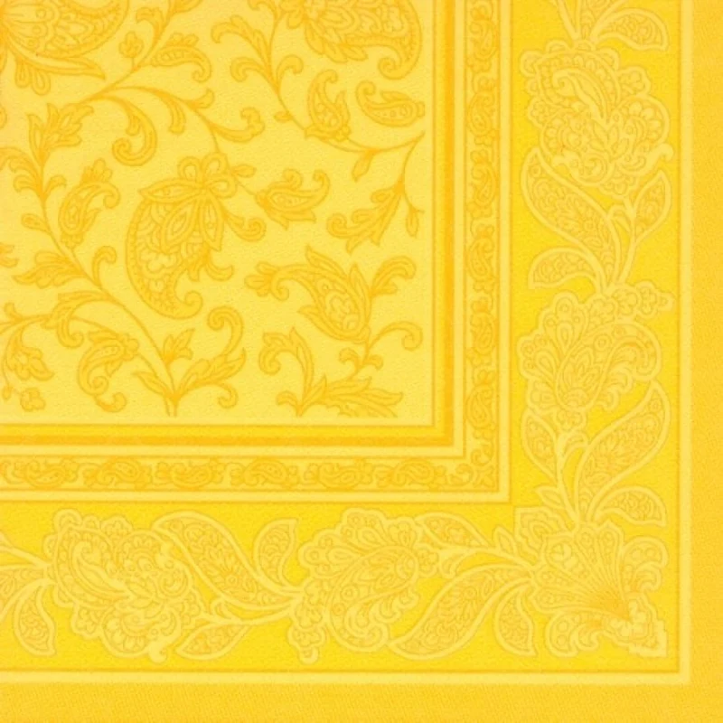 Papstar Servietten, 1/4-Falz,40 cm x 40 cm Ornaments gelb