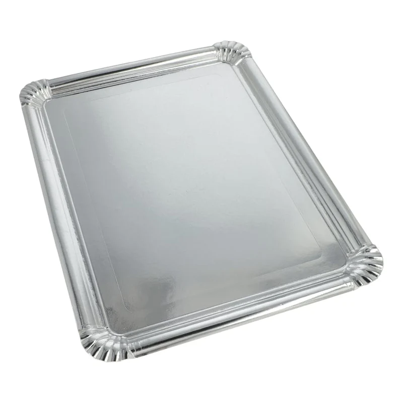 Papstar Servierplatten 34 x 45,5 cm, eckig, silber