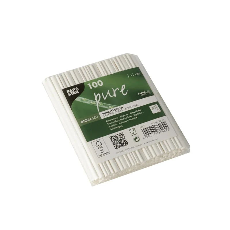 Papstar Pure Papier Rührstäbchen, weiß