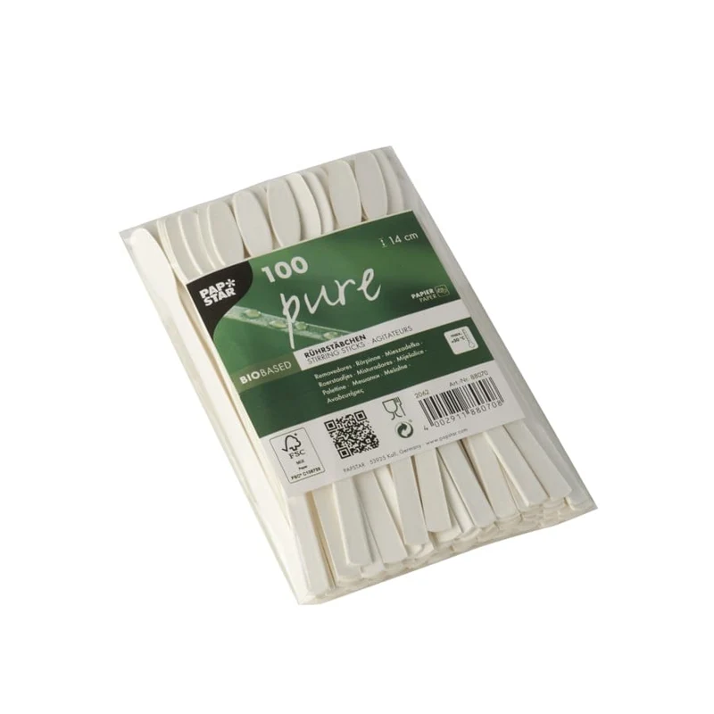 Papstar Pure Papier Rührstäbchen, weiß