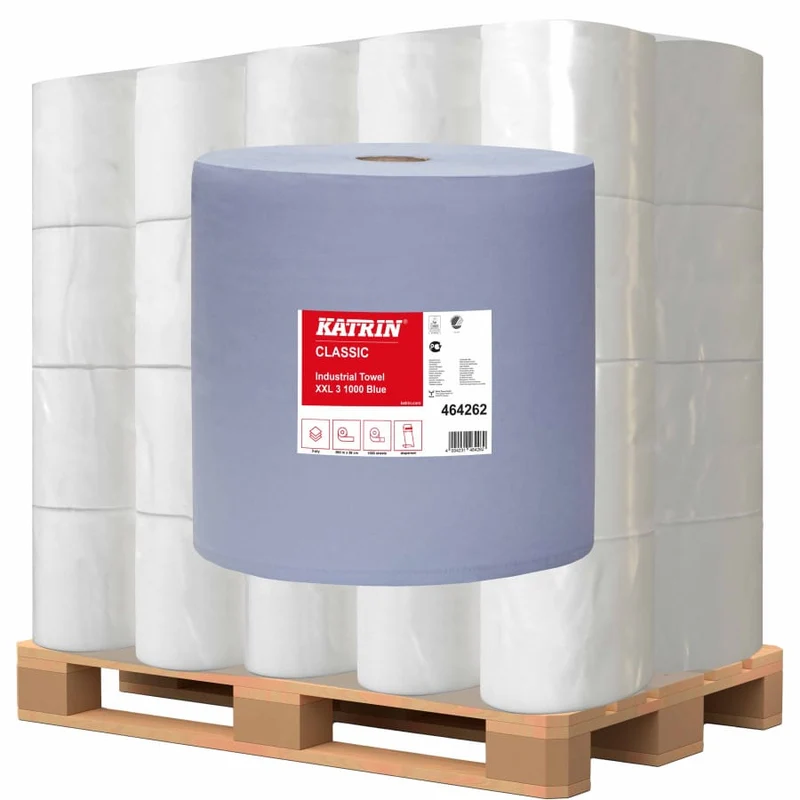 Katrin Industrieputzrolle XXL 3-lagig, 1000 Blatt, blau