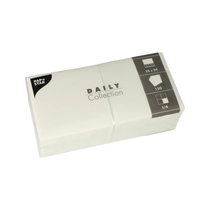 Papstar DAILY Collection Servietten, 32x32 cm, 1/4 Falz, weiß (Packung)