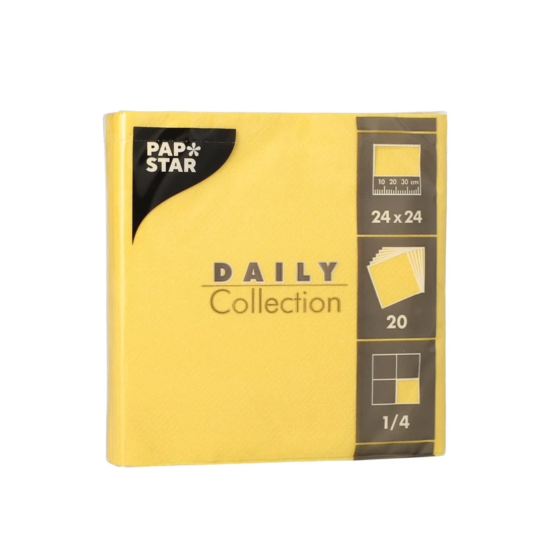 Papstar DAILY Collection Servietten, 24x24 cm, 1/4 Falz, gelb
