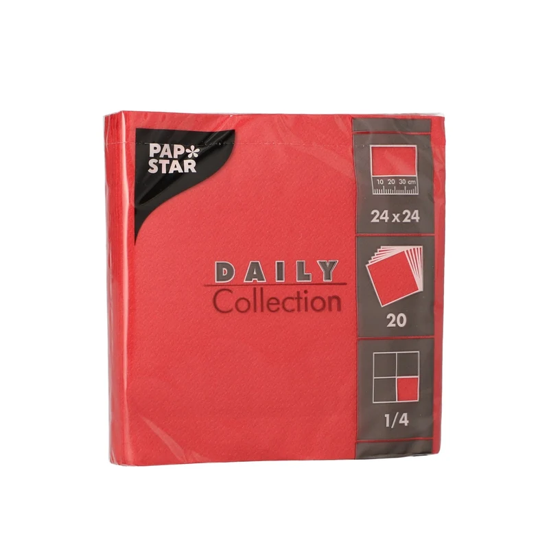 Papstar DAILY Collection Servietten, 24x24 cm, 1/4 Falz, rot