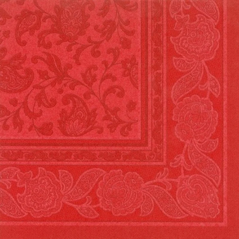 Papstar Servietten, 1/4-Falz, 40 cm x 40 cm Ornaments rot