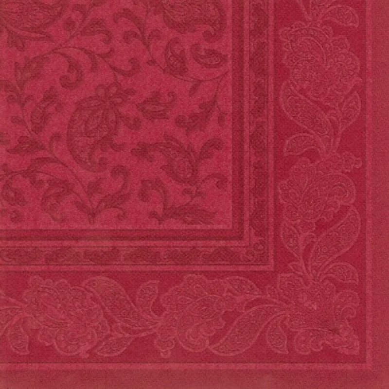 Papstar Servietten, 1/4-Falz, 40 cm x 40 cm Ornaments bordeaux